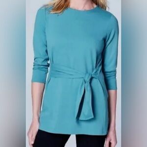 J. Jill Ponte Blue Tie-Waist Tunic Top - Size XL